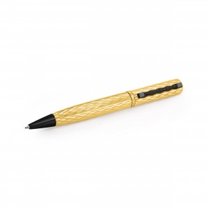 Brilliant Gold Ripple Ballpoint Pen With Black Trim