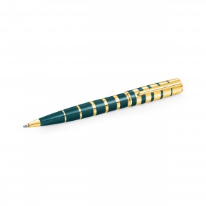 Dark Green Lacquer Ballpoint Pen With PVD Gold Trim