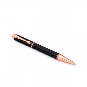 Stylish Polygon Twist Ballpoint Pen With Rose Gold Trim